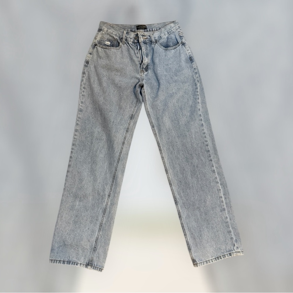 White Fox Long Way To Go High Rise Straight Leg Jeans Washed Blue - Picture 5 of 6